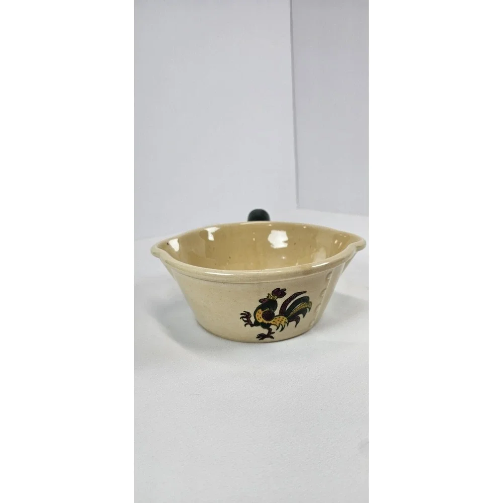 Vintage Metlox‎ Poppytrail Rooster Gravy Bowl Handle California Provincial Green